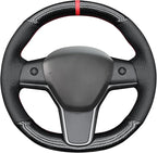 MEWANT Hand Stitched Steering Wheel Cover for Tesla Model 3 2017-2023 / Model Y 2020-2023 for Tesla Model 3/Y Accessories