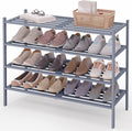 Smiry Long Bamboo Shoe Rack 4-Tier, Stackable Wooden Shoe Organizer for Entryway & Closet, Free Standing Wood Shoe Storage Sh