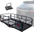 KAIRAY 500 Lbs Heavy Duty Hitch Mount Cargo Carrier 60" x 24" x 14.4" Folding Cargo Rack Rear Luggage Basket Fits 2" Receiver for Car SUV Camping Traveling