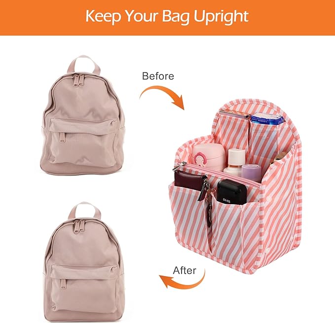 Surblue Backpack Organizer Insert Liner Hanging Travel Rucksack Purse and Handbag Insert Pocket, High-capacity Divider Foldab