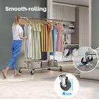 HOKEEPER Clothing Garment Rack Capacity 525LBS Clothing Racks on Wheels Rolling Clothes Rack for Hanging Clothes Heavy Duty C