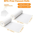 Wevac Vacuum Sealer Bags 8x50, 11x50 Rolls 2 pack for Food Saver, Seal a Meal, Weston. Commercial Grade, BPA Free, Heavy Duty