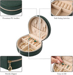 ProCase Travel Size Jewelry Box, Mini Portable Seashell-Shaped Jewelry Case, 2 Layer Organizer in PU Leather for Women -Emera