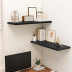 Dreamland 36" Floating Shelves for Wall, 12" Deep Slim Black Floating Shelves, Wall-Mounted Shelves for Bedroom, Living Room,