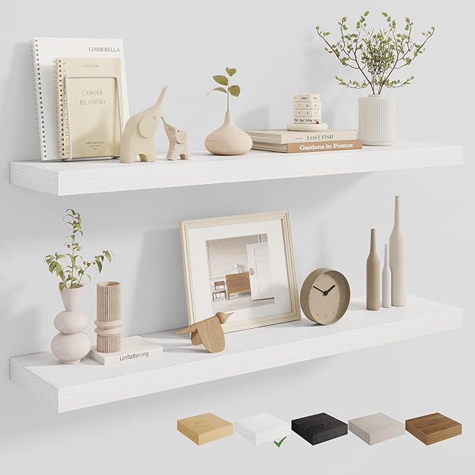 Dreamland Deep Floating Shelves, 8" Deep Long Shelves Set of 2, 40 Inches Floating Shelf for Wall,Large Display & Storage She