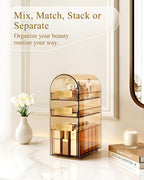 Makeup Organizer Countertop with Drawers & Lid, Skincare Organizer for Vanity, Large Cosmetic Organizer & Display Cases and S