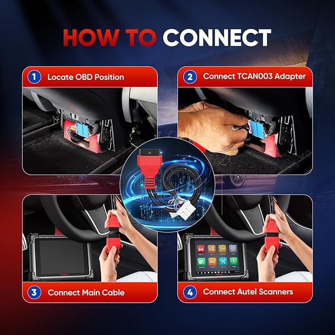 Autel Original TCAN003 Splitter Diagnostic Cable for Tesla Model 3, Y, S, X, 20 Pin + 12 Pin to 16 Pin OBDII Adapter OBD2