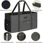 GhvyenntteS Extra Large Utility Tote Bag, Stand Up Utility Tote with Metal Wire Frame & Hard Bottom Board, Reusable Grocery Bags With Handles, Extra Large Beach Bag, Collapsible Car Tote