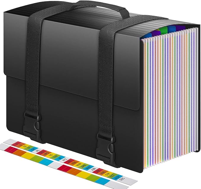 25 Pockets Accordion File Organizer with Handle, Expanding File Folders,Important Papers Document Organizer,Expandable,Durabl