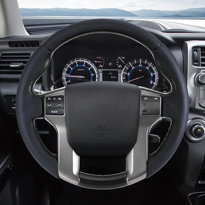 Aimato Customized Steering Wheel Cover for Toyota Tacoma 2012-2023/4Runner 2010-2024/Tundra 2014-2021/Sequoia 2014-2022 Thin,Anti-Slip,Scratch-Resistant Exclusive Car Accessory for Toyota