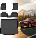 Floor Mats for Audi Q5 & SQ5 2018 2019 2020 2021 2022 2023 2024 2025, TPE 2020 Q5 Floor Mats 1st & 2nd Row & Cargo Liner,Waterproof Summer Winter Non-Slip Floor Liners Car Accessories
