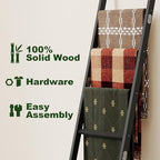 Bamboo Towel Rack 6-Tier Blanket Ladder for Living Room, Bedroom, Bathroom Space-Saving Decorative Ladder for Quilts, Towels 