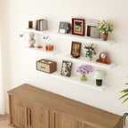 BGMG Wood Floating Shelves 16 inch Set of 2, Rustic Wooden Wall Mount Shelves for Bathroom Living Room Bedroom Kitchen Farmho