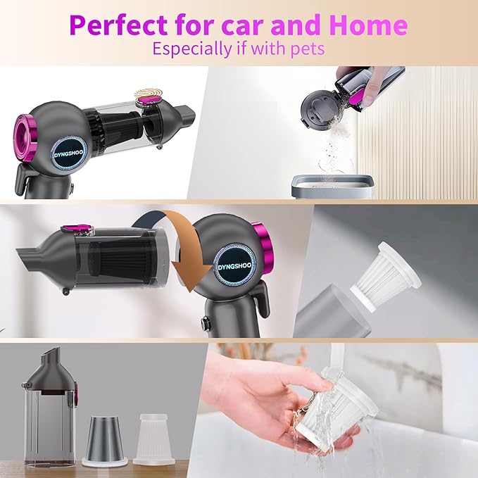 Handheld Car Vacuum Portable Cordless（Equipped with a one-Touch Window Breaker and Seatbelt Cutter ） Car Vacuum Cleaner with 