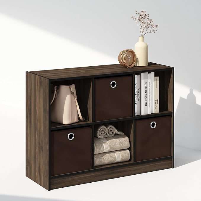 Furinno Cubic Closet Organizers and Storage, 6-Cube Closet Organizer with Bins, Open Shelf Storage, for Wardrobe, Bedroom, Li