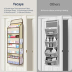 Yecaye Over The Door Organizer, Heavy Duty Hanging Organizers and Storage with 4 Large Capacity Pockets, Swing-Proof Behind T