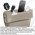 msyuusr Car Seat Gap Filler Organizer, Front Seat Leather Storage Box, Car Organizers and Storage, Car Accessories for Women Men, Car Seat Gap for storage Phones, Glasses, Keys, Cards (Beige)