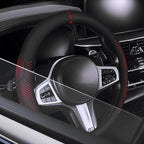 Car Leather Steering Wheel Cover - Panapi Material, Universal 14.5-15 Inch Leather Anti-Slip Breathable Auto Steering Wheel C