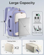 HOTOR Travel Backpack for Women – TSA-Friendly Travel Bag with Multiple Compartments & 3 Packing Cubes, Water-Resistant & Com