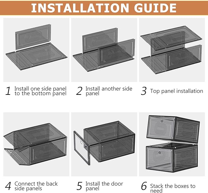 caktraie 10 Pack Thicken Shoe Organizer Stackable,Upgraded Sturdy Shoe Storage Box with Magnetic Door,Shoe Containers For Sne