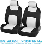 BDK PolyPro Car Seat Covers Full Set in White on Black, Front and Rear Split Bench Seat Covers for Cars, Easy to Install Car 