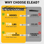 ELEAD 9-Pairs Heavy Duty Garage Tool Organizer Wall Mount Hooks, 48 Inches 730 lbs Garden Tool Organizer with Adjustable Hook