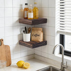Floating Wall Shelves 6.8x6.8x1.7 Inch – Solid Wood Square Shelves in Walnut Finish – Rustic Mini Display Shelves for Entrywa