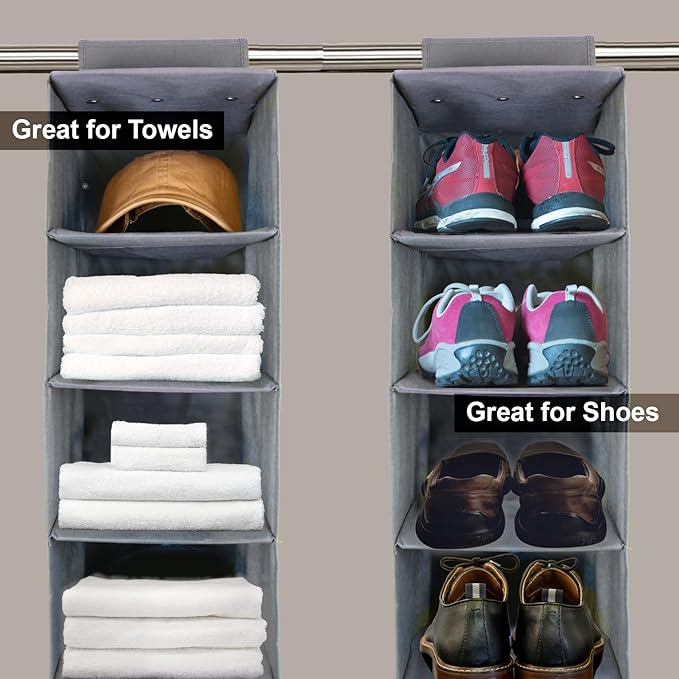 Perfect Curve 11-Pocket Hanging Baseball Hat Organizer - Gray Hat Storage Rack for Closet, Holds Up to 100 Caps. Also store s