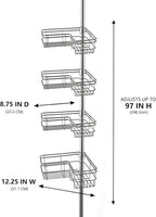 Utopia Alley Rust-Resistant Shower Tension Pole Caddy, 4 Shelves (Satin Nickel)