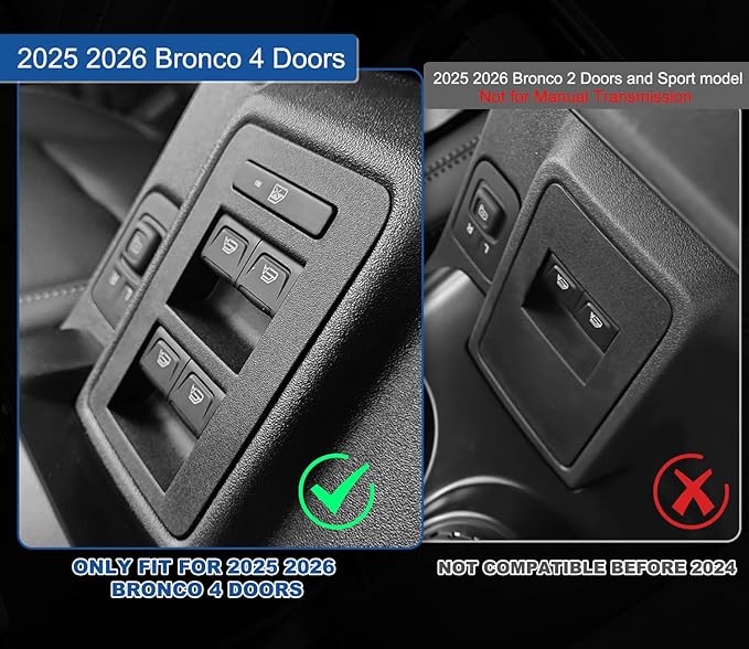 2026 Upgrade Center Console Organizer fit for 2025 2026 Ford Bronco 4 Door Bronco Center Console Storage with Rubber Mats for Ford Bronco 2025+ Storage Accessories|Not for 2 Dooor/Manual/Sport Model|