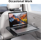 Car Back Seat Tray Table with Stable Metal Arm, Foldable Adjustable Backseat Desk for Rear Passengers, Travel Tray with Phone & Drink Holder for Road Trip, Eating, Working, Laptop & Tablet