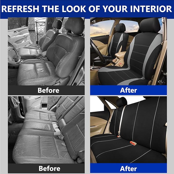 Foneso Car Seat Covers, 100% Breathable with Composite Sponge Inside, Airbag Compatible Universal Fit Accessories Auto for Ca