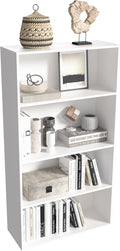 Wooden 4 Tier Book Shelf，4 Cube Storage Organizer, 44 Inch Versatile Cubes Shelf and Cubby Unit for Any Space (White, 4 Cube-