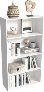 Wooden 4 Tier Book Shelf，4 Cube Storage Organizer, 44 Inch Versatile Cubes Shelf and Cubby Unit for Any Space (White, 4 Cube-