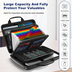Fireproof Document Box, Hard Case Fireproof File Organizer Box with Lock and 13 Pocket Accordion File Folder, Portable Safe B