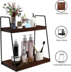 Dorhors 2 Tier Bathroom Counter Organizer Storage,Vanity Organizer for Bathroom Counter,Wood Standing Rack for Kitchen(Walnut