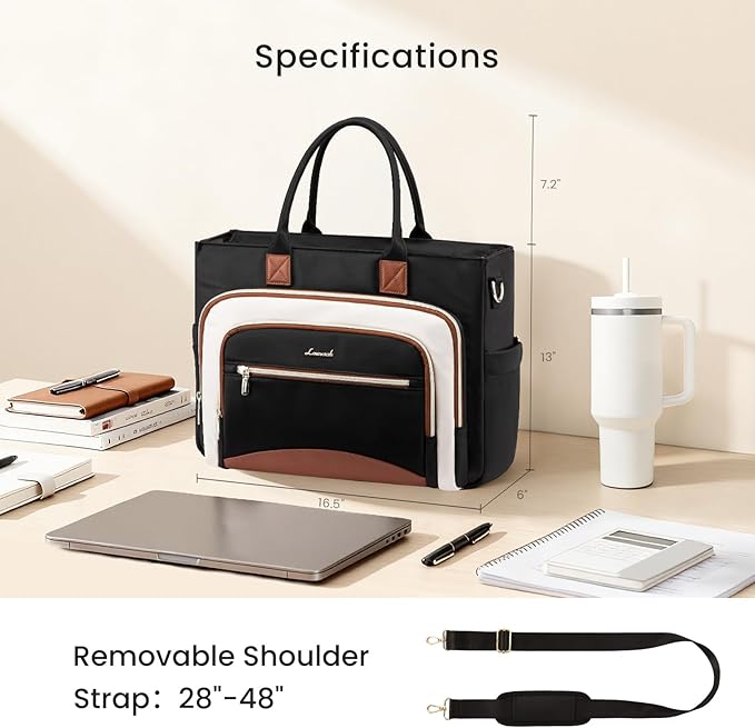 LOVEVOOK Teacher Tote Bag for Women,Laptop bag with Large Cup Holder,Work bag with Accordion File Organizer Pocket,Multi-Pock