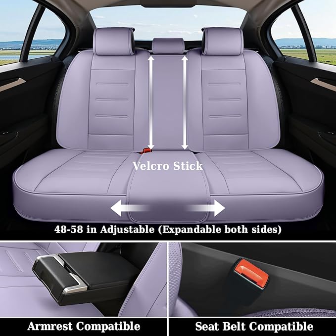 Coverado Car Seat Covers Full Set, Seat Covers for Cars, Car Seat Protector Waterproof, Leather Cushion, Universal Car Interi