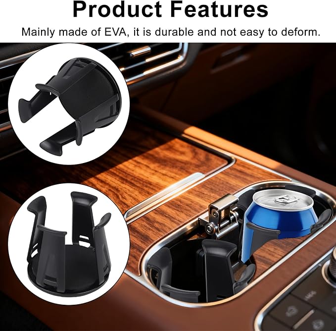 4pcs Car Cup Holders Insert, Self-Adhesive Automotive Cupholder Expander Wiggle Free Design Easy to Use Automotive Interior Roaster Accessories for Fixing Water Cups and Drinks (Black)