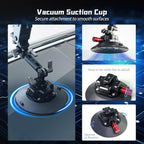FIFIELD Hydraulic Camera Boom Arm with 6in Vacuum Car Suction Cup Mount, Quick Release NATO Rail, Shock Absorber Arm Compatible with DJI Osmo Pocket 3 Insts360 X5 X4 X3 GoPro Hero