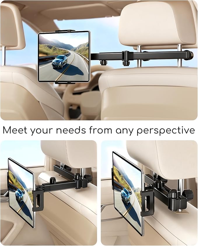 Tablet Holder for Car, Angle-Adjustable Car Headrest Mount Holder for Kids, Road Trip Essentials Compatible with 5.5-11" Devices (2 Pack)