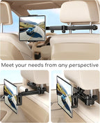 Tablet Holder for Car, Angle-Adjustable Car Headrest Mount Holder for Kids, Road Trip Essentials Compatible with 5.5-11" Devices (2 Pack)