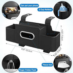 Car Back Seat Organizer with 1 Pack of 80 Tissues, Car Seat Back Tissue Box, and Storage Hook, Multi-Functional Organizer for Phone, Drinks, Handbag, Garbage Bags, Fits Most Car Models
