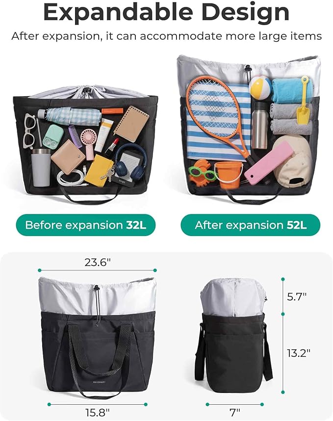 BAGSMART Reusable Grocery Bags, Large Beach Bag, Foldable Tote for Shopping Moving Holiday Travel Packing