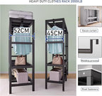 Foldable Portable Closet Wardrobe On Wheel, Load 2000lbs, Portable Wardrobe Closet, Heavy Duty Clothes Rack, Garment Racks fo