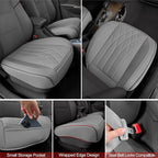 2 Pack Leather Front Car Seat Cover Bottom Car Seat, Universal Anti-Slip Driver Car Seat Protectors with Storage Pocket, Wate