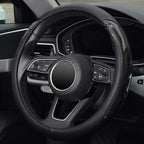 KAFEEK Carbon Fiber Steering Wheel Cover, Universal 15 inch, Anti-Slip, Odorless,Black