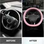Road Comforts Leopard Steering Wheel Cover for Women, Cute Anti-Slip Microfiber Leather, Fits D Shape Flat Bottom Steering Wh