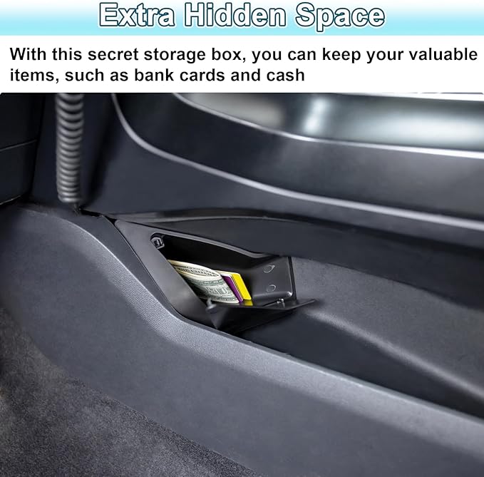 PIMCAR Center Console Hidden Organizer Compatible with 2021-2025 2026 Ford F150 Secret Compartment with Push-Button Lid Premium ABS Plastic Storage Box Insert Accessories