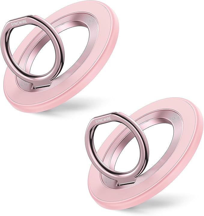 SYNCWIRE Magnetic Phone Ring Holder for MagSafe [2 Pack] - Magnet Cell Phone Grip Stand Finger Ring Kickstand Two-Sided Magnetic Compatible with iPhone 17 Pro Max 16 15 14 13 12 MagSafe Accessories